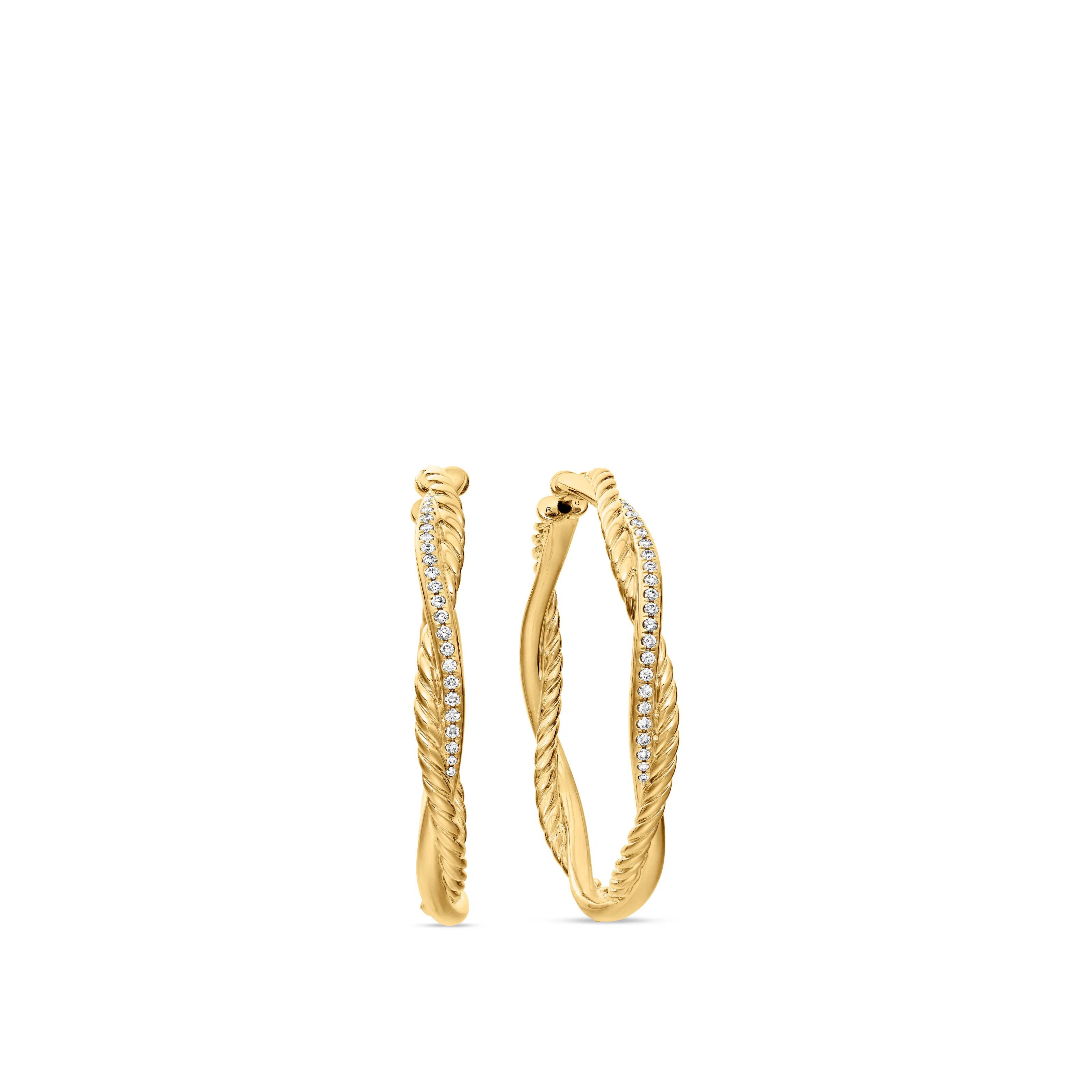 Vertical Infinity Hoop Earrings in 18K Yellow Gold with Diamonds, 42mm