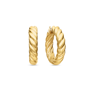 Vertical Sculpted Cable Hoop Earrings in 18K Yellow Gold, 25.4mm