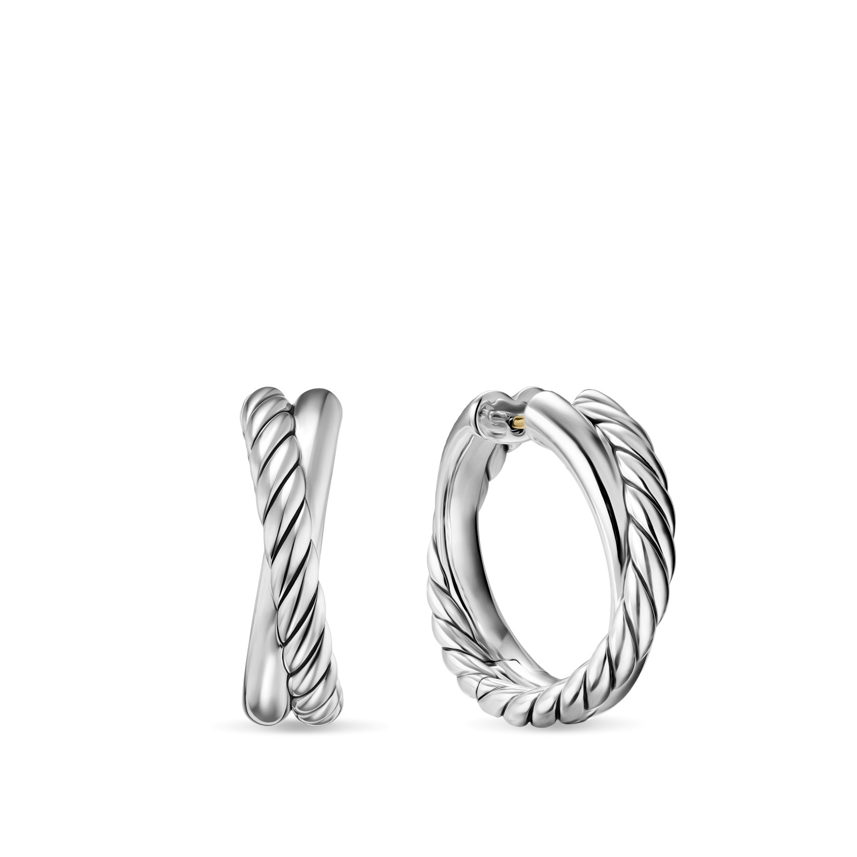 Vertical Crossover Hoop Earrings in Sterling Silver, 22.3mm
