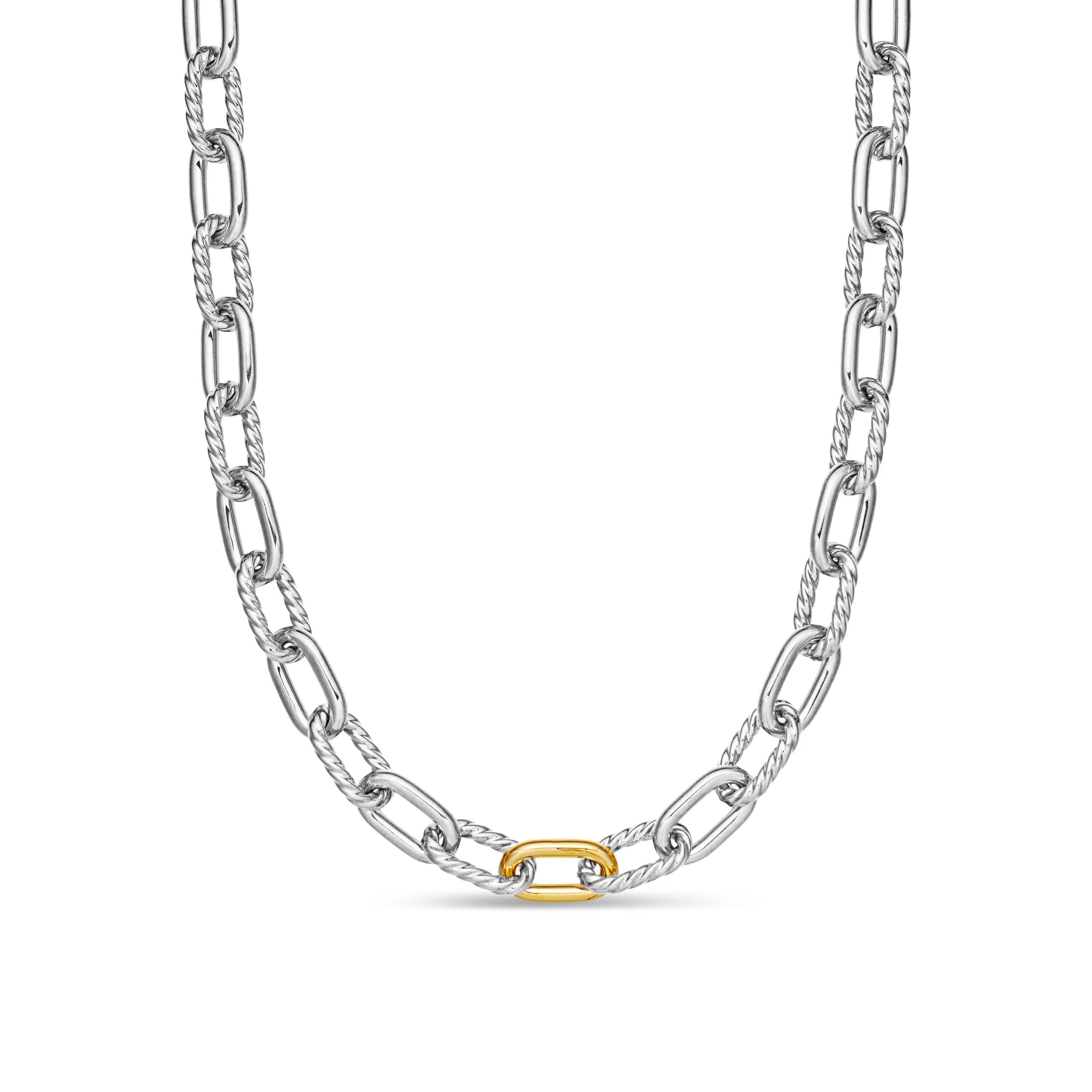 Vertical DY Madison Chain Necklace in Sterling Silver with 18K Yellow Gold, 8.5mm