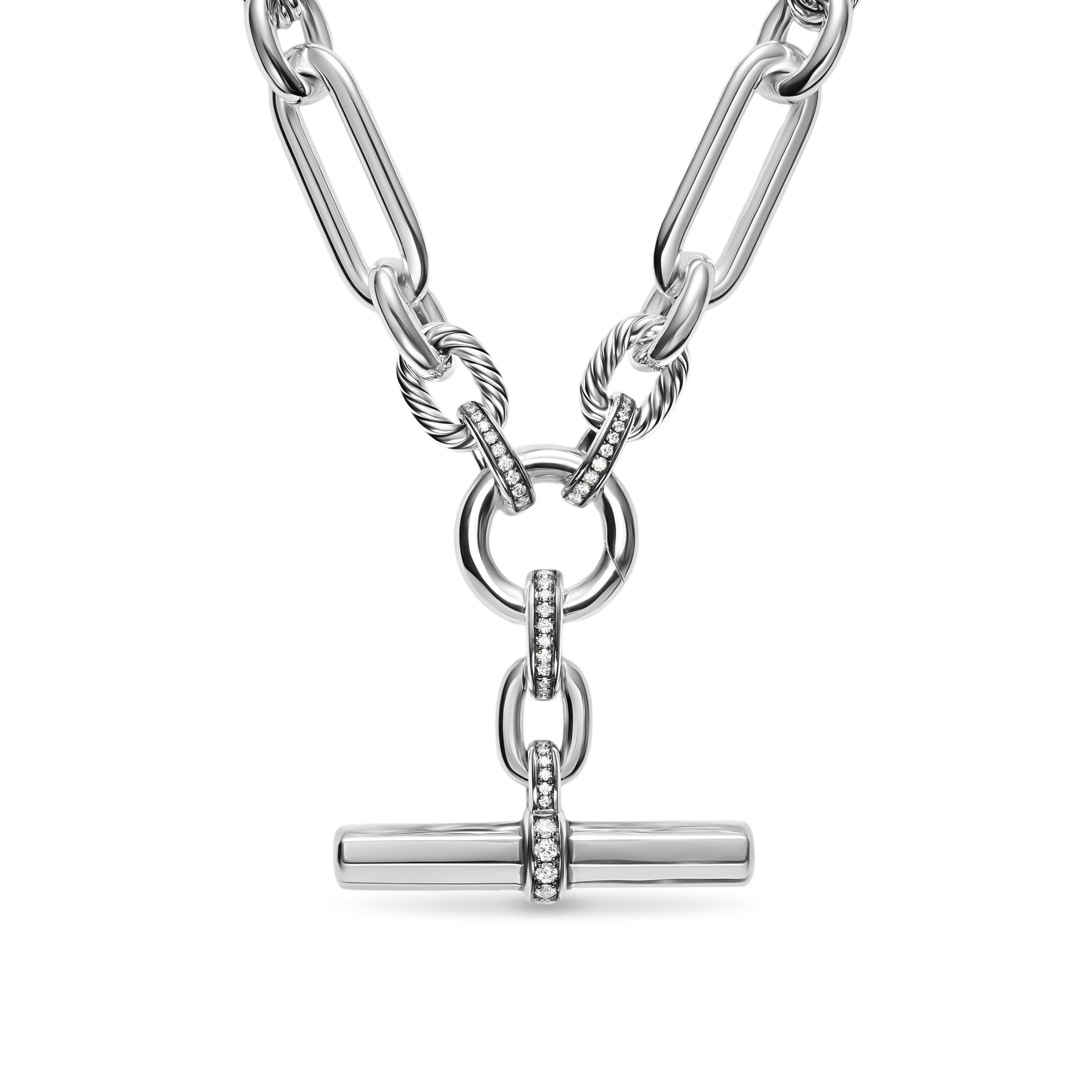 Lexington Chain Necklace in Sterling Silver with Diamonds, 9.8mm