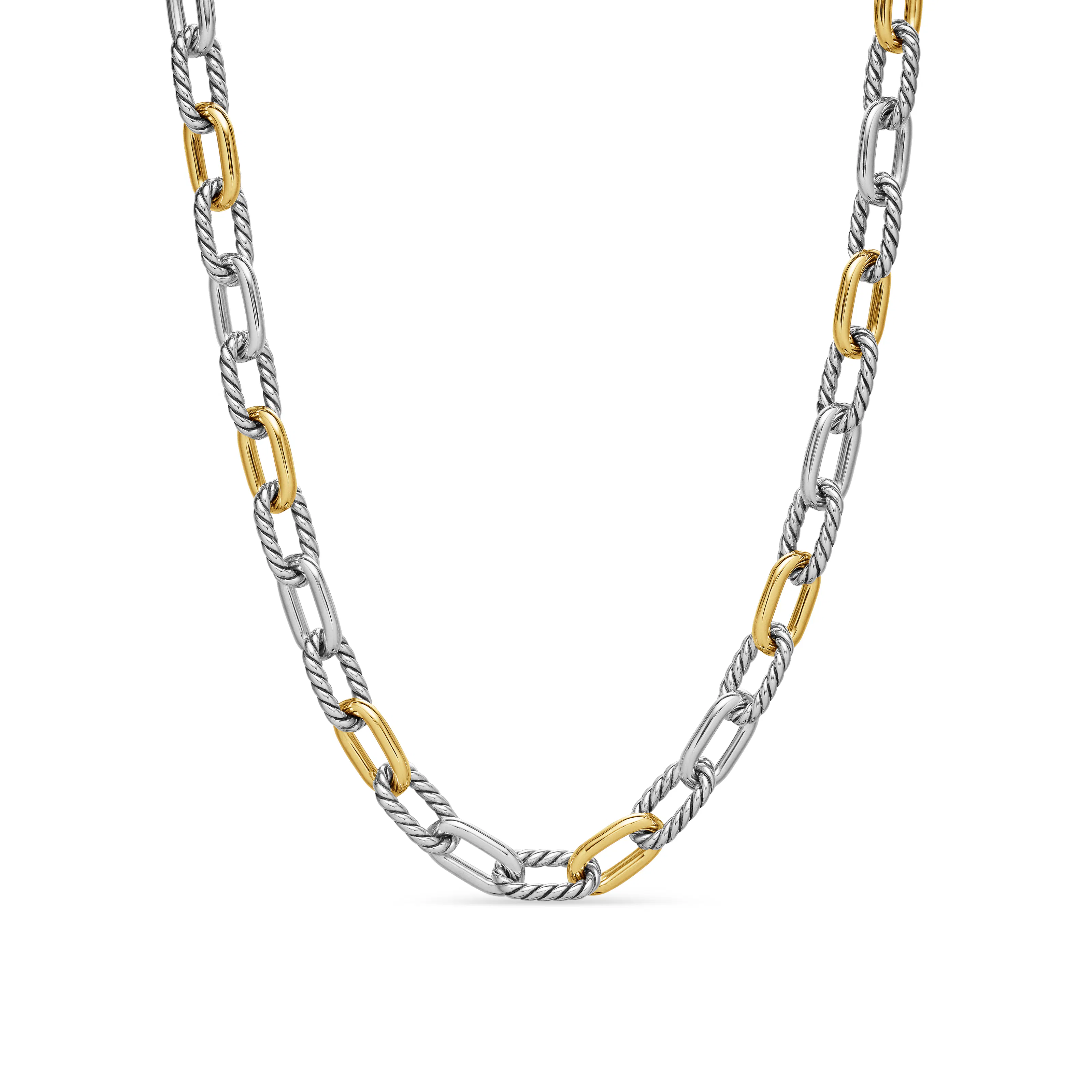 Vertical DY Madison Chain Necklace in Sterling Silver with 18K Yellow Gold, 8.5mm
