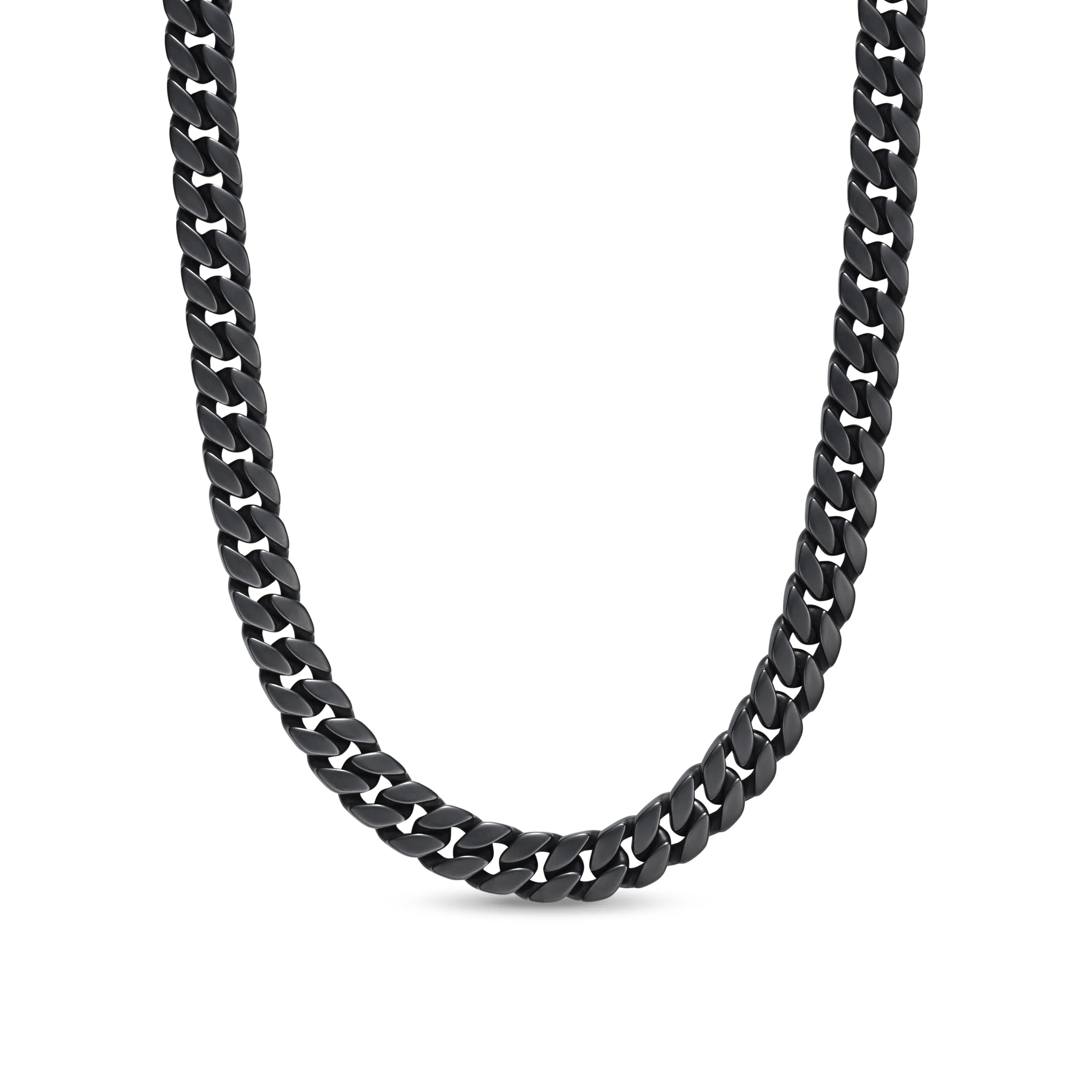Vertical Curb Chain Necklace in Black Titanium, 11.5mm