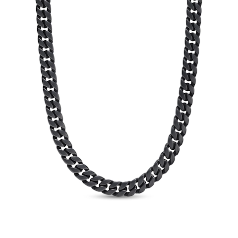 Vertical Curb Chain Necklace in Black Titanium, 11.5mm