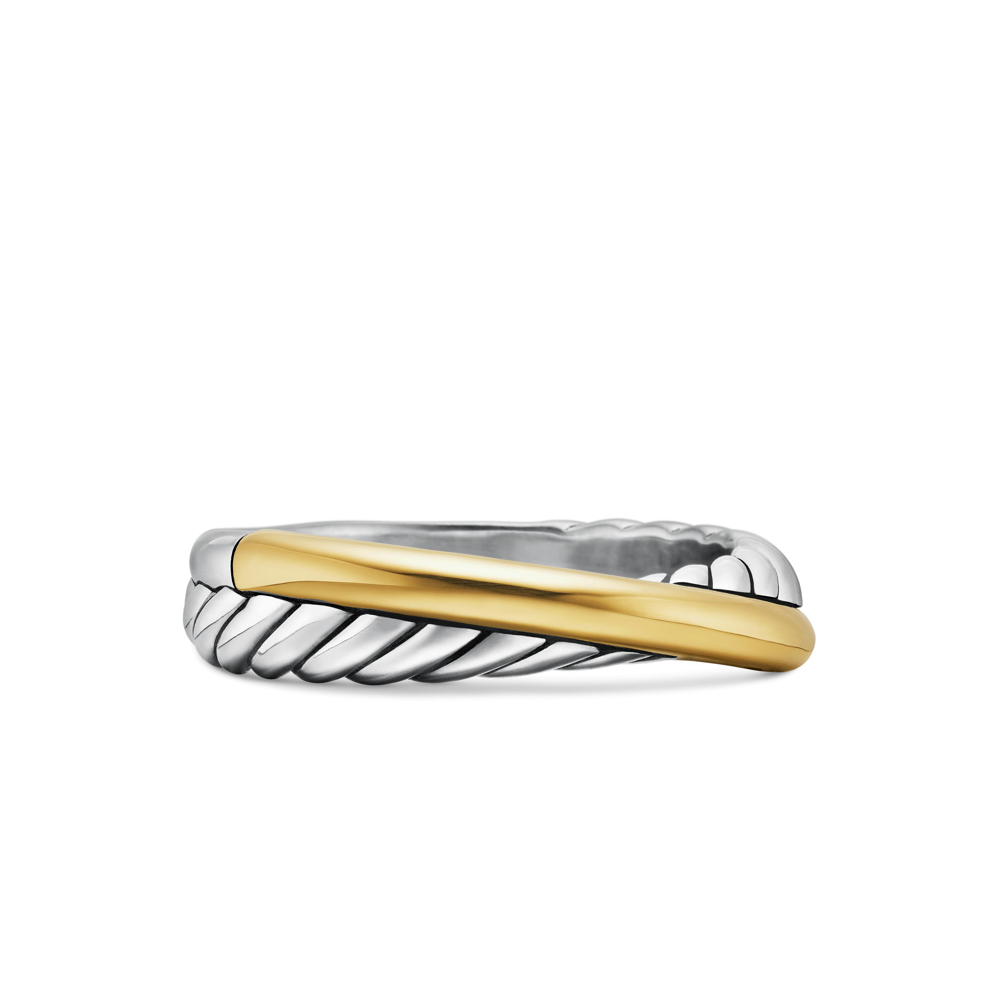 Vertical Crossover Band Ring in Sterling Silver with 18K Yellow Gold, 5.3mm