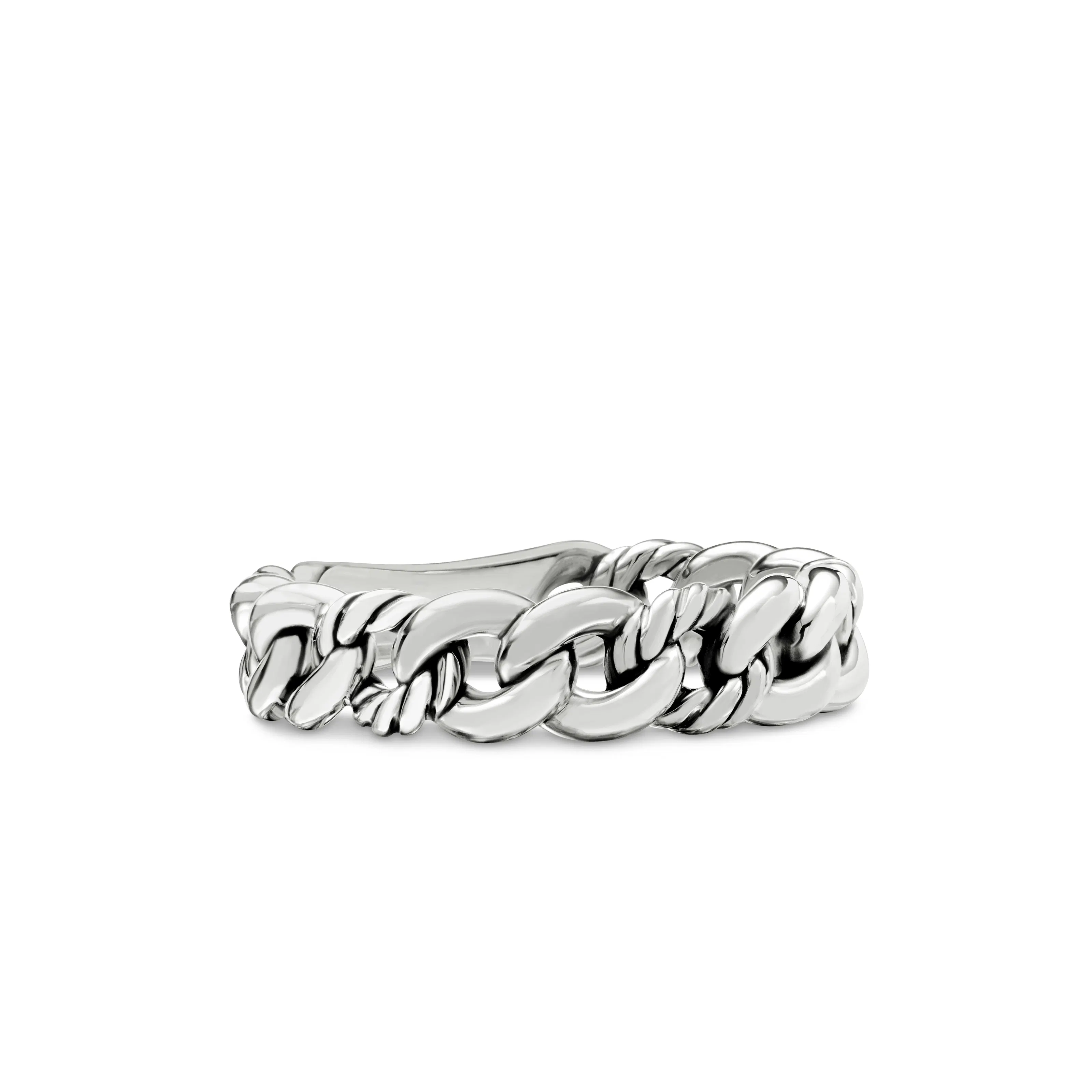 Vertical Belmont Curb Link Band Ring in Sterling Silver, 5mm
