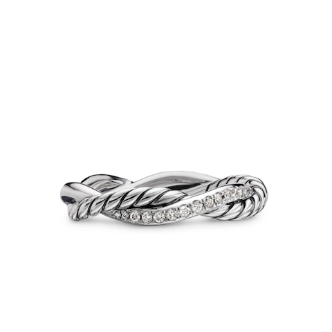 Vertical Petite Infinity Band Ring in Sterling Silver with Diamonds, 4mm