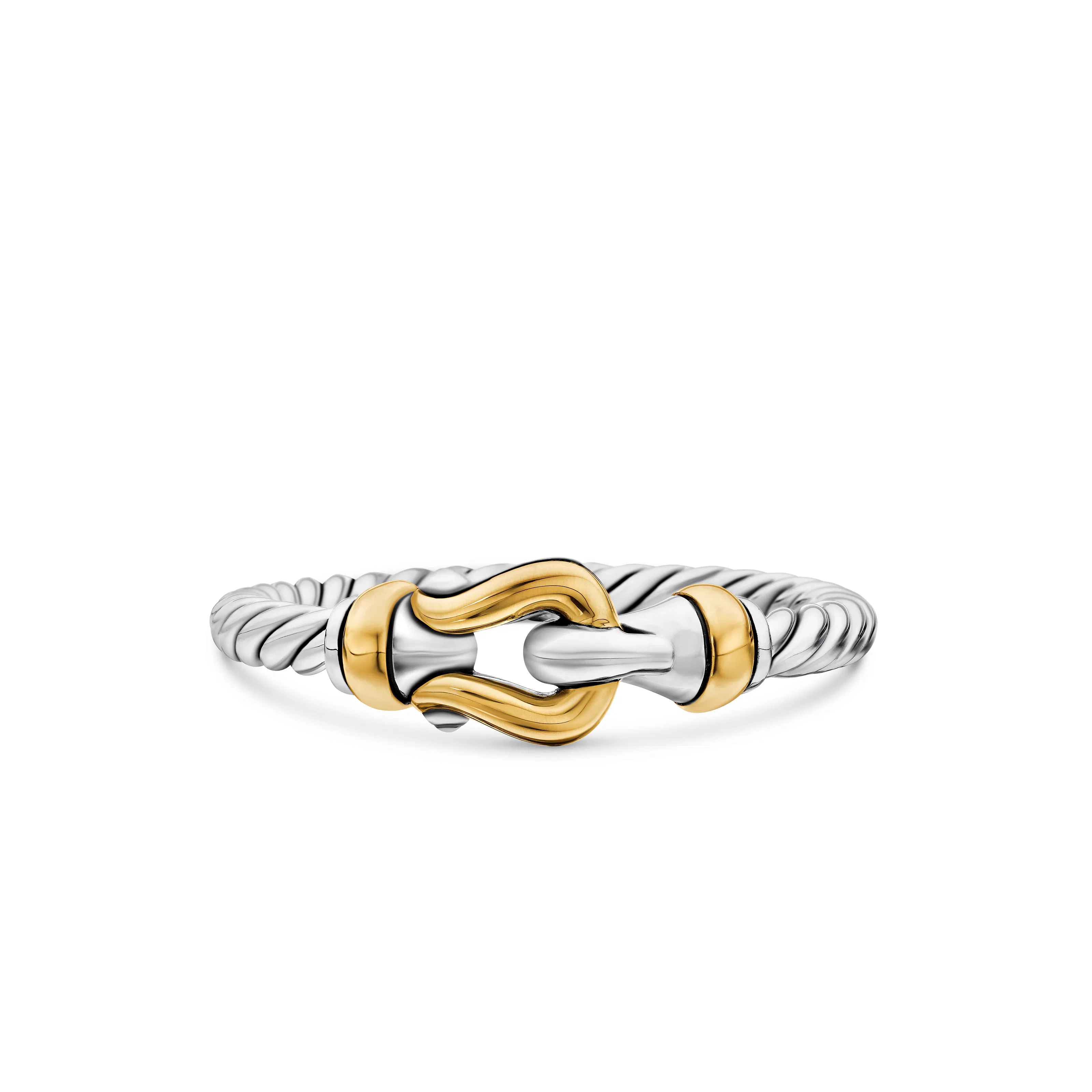 Vertical Petite Buckle Ring in Sterling Silver with 18K Yellow Gold, 2mm