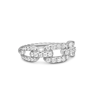 Vertical Stax Chain Link Ring in 18K White Gold with Diamonds, 7mm