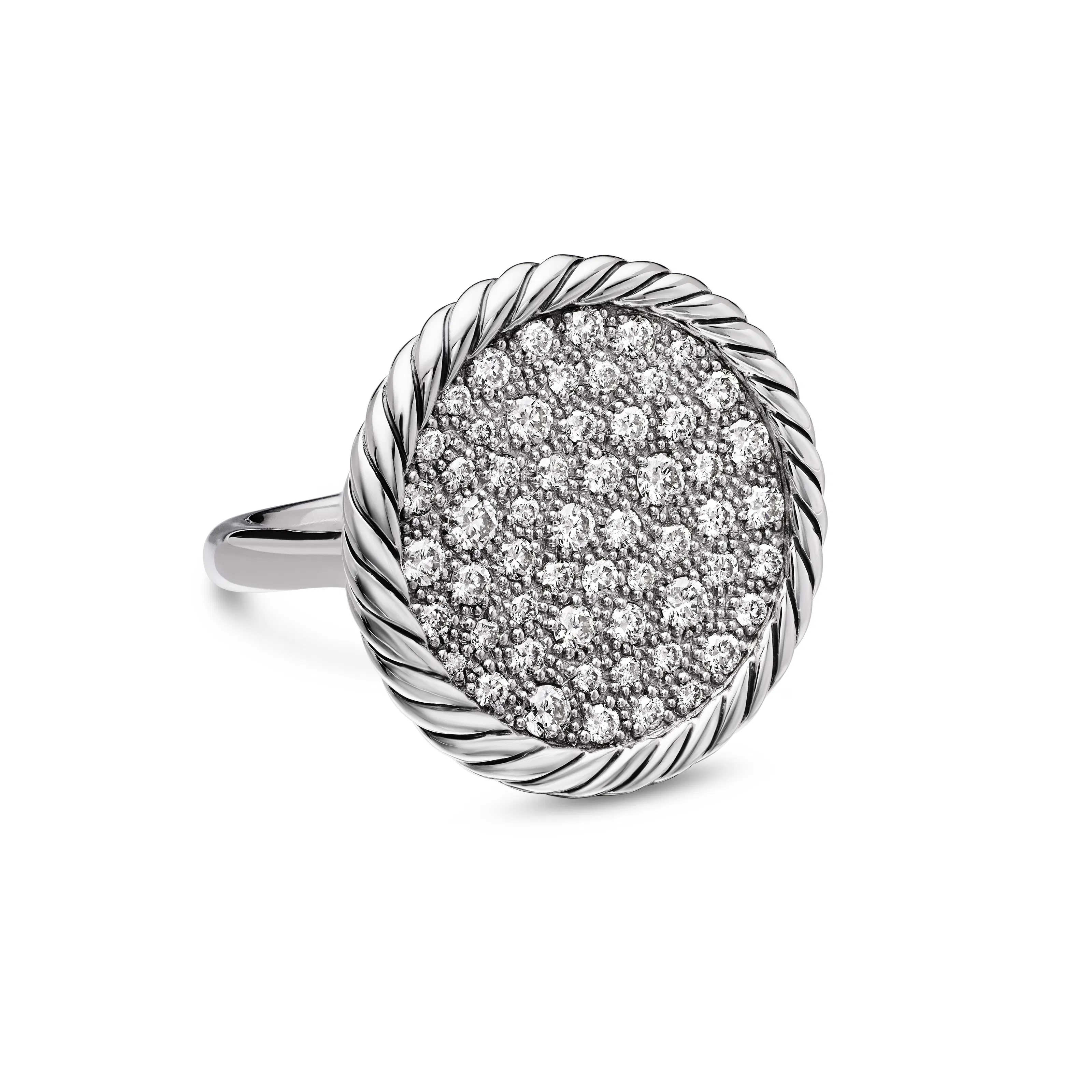 Vertical DY Elements Ring in Sterling Silver with Diamonds, 21.2mm