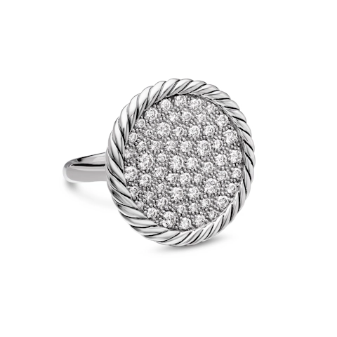 Vertical DY Elements Ring in Sterling Silver with Diamonds, 21.2mm