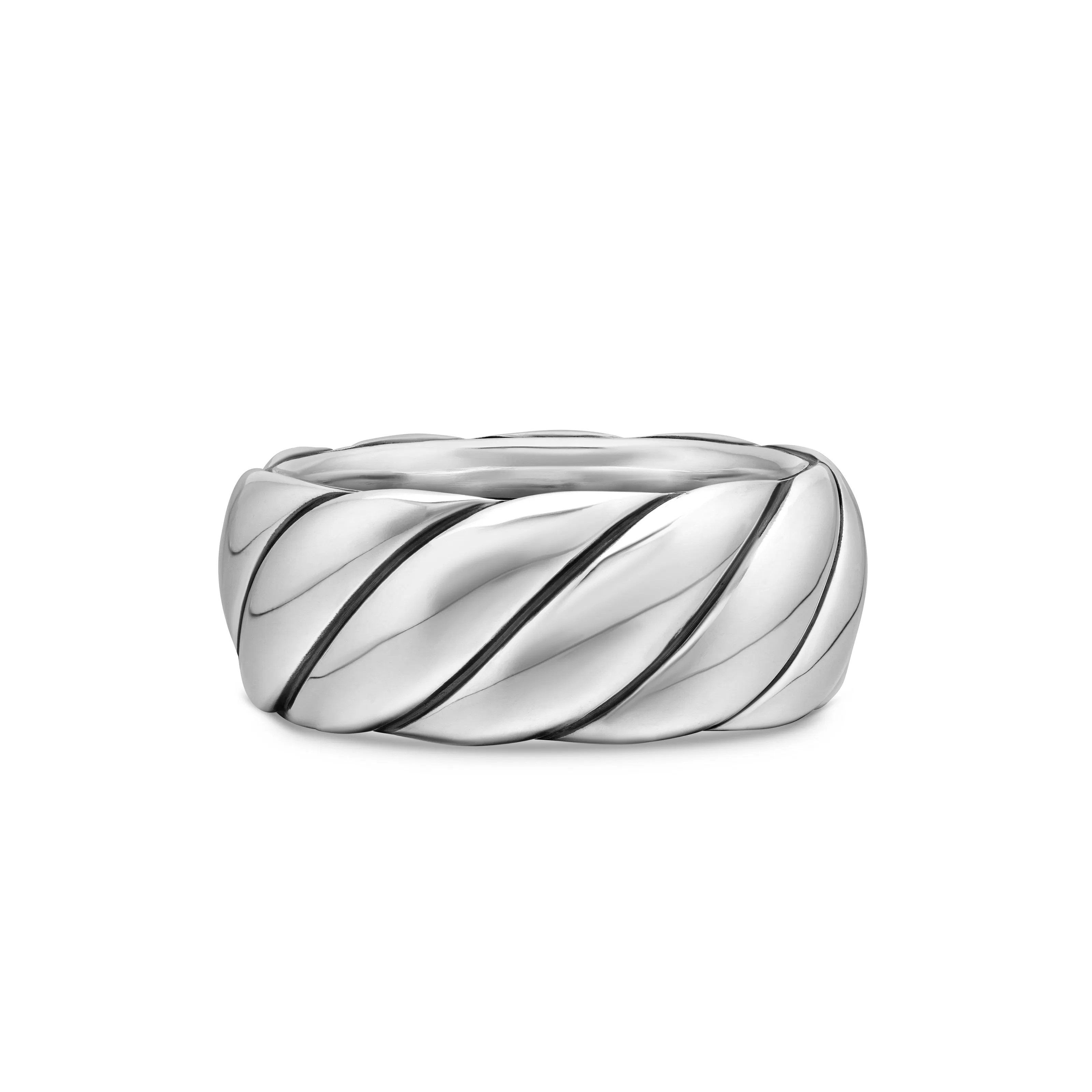 Vertical Sculpted Cable Band Ring in Sterling Silver, 9mm