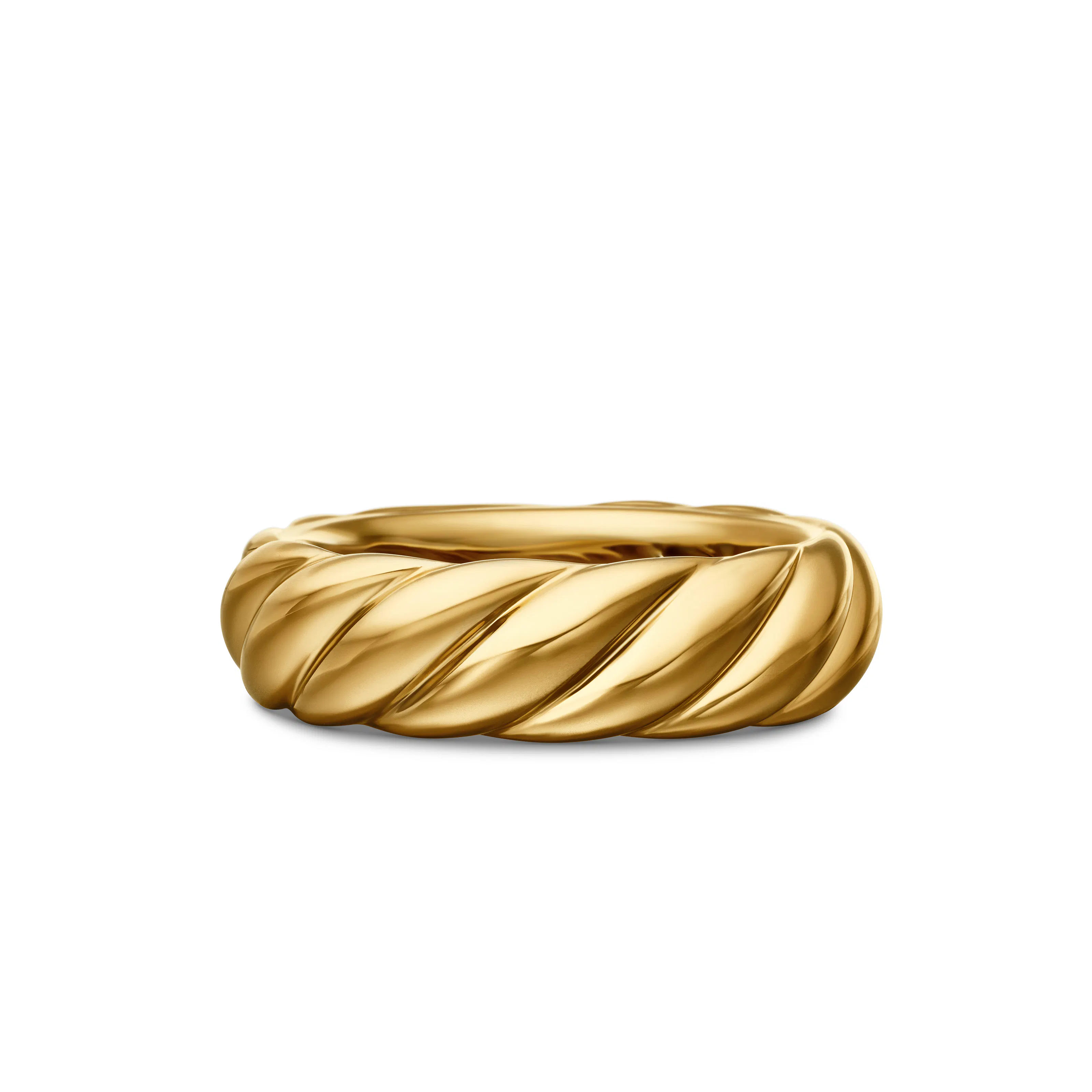 Vertical Sculpted Cable Band Ring in 18K Yellow Gold, 6mm