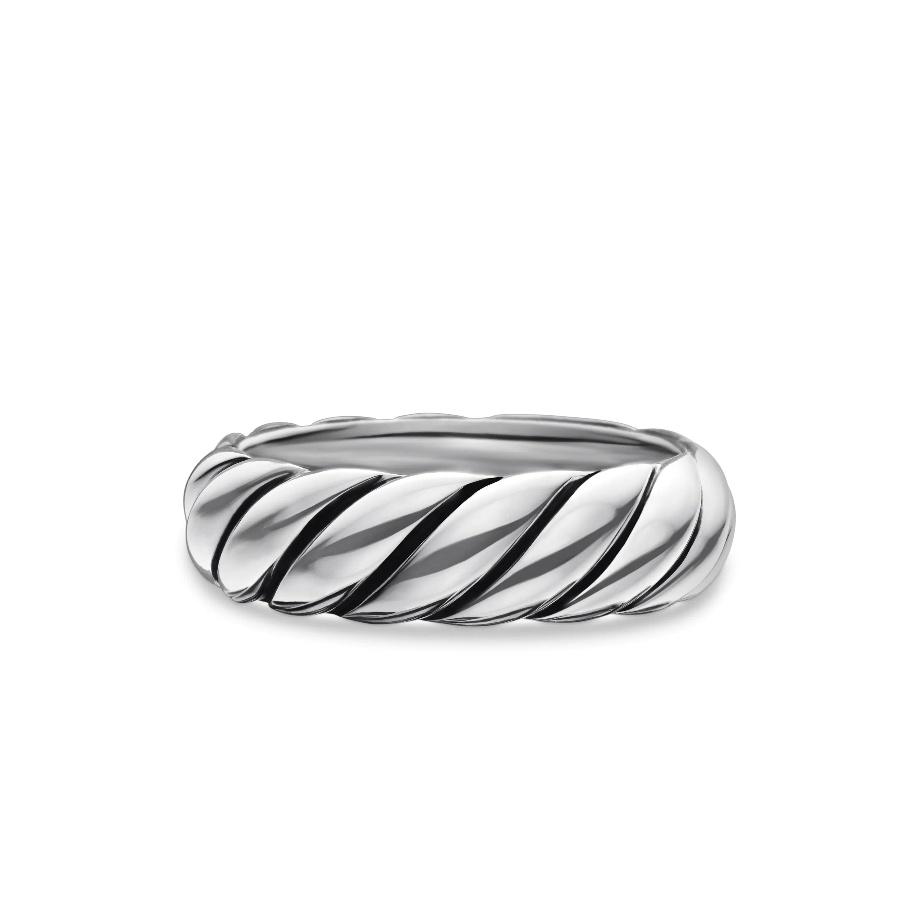 Vertical Sculpted Cable Band Ring in Sterling Silver, 6mm
