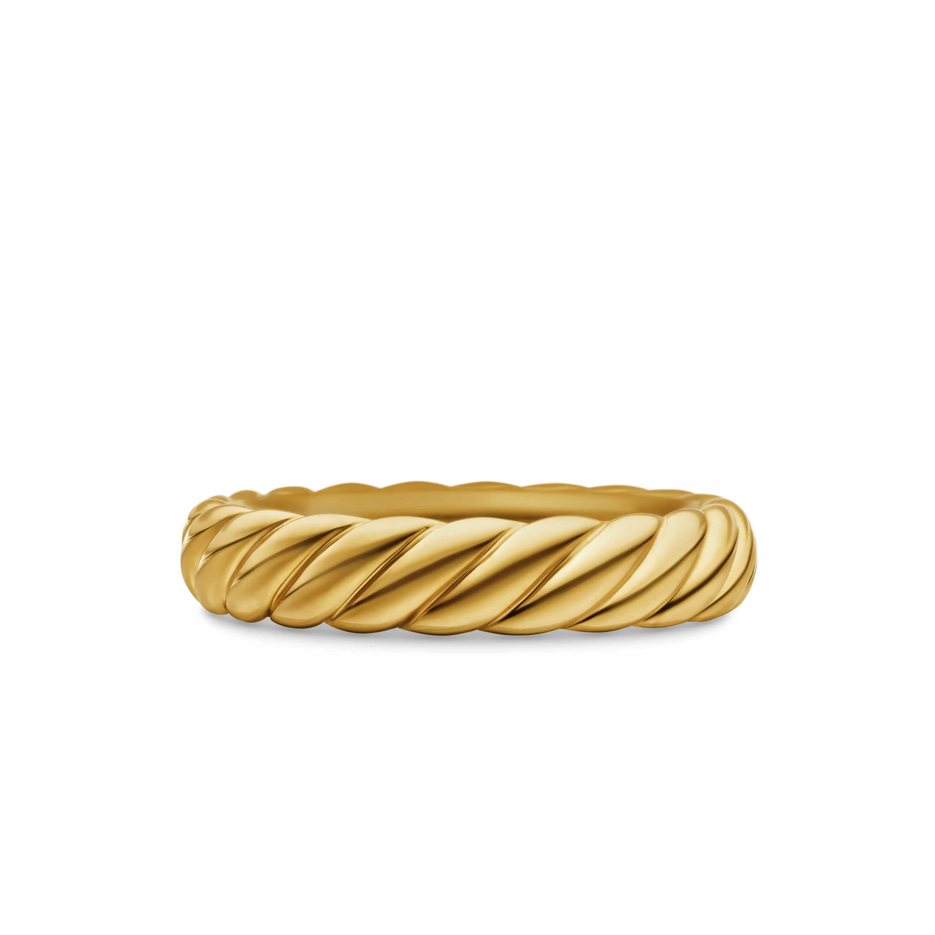 Vertical Sculpted Cable Band Ring in 18K Yellow Gold, 4.6mm