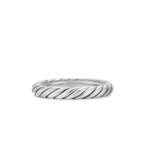 Vertical Cable Band Ring in Sterling Silver, 3.4mm