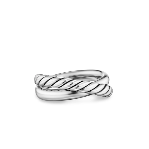 Vertical Crossover Two Row Ring in Sterling Silver, 7.4mm