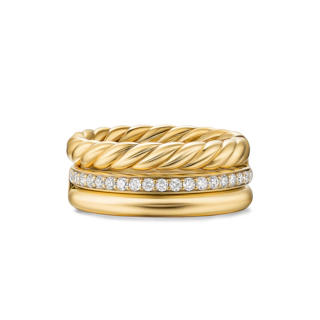 Vertical DY Mercer Three Row Ring in 18K Yellow Gold with Diamonds, 8.9mm