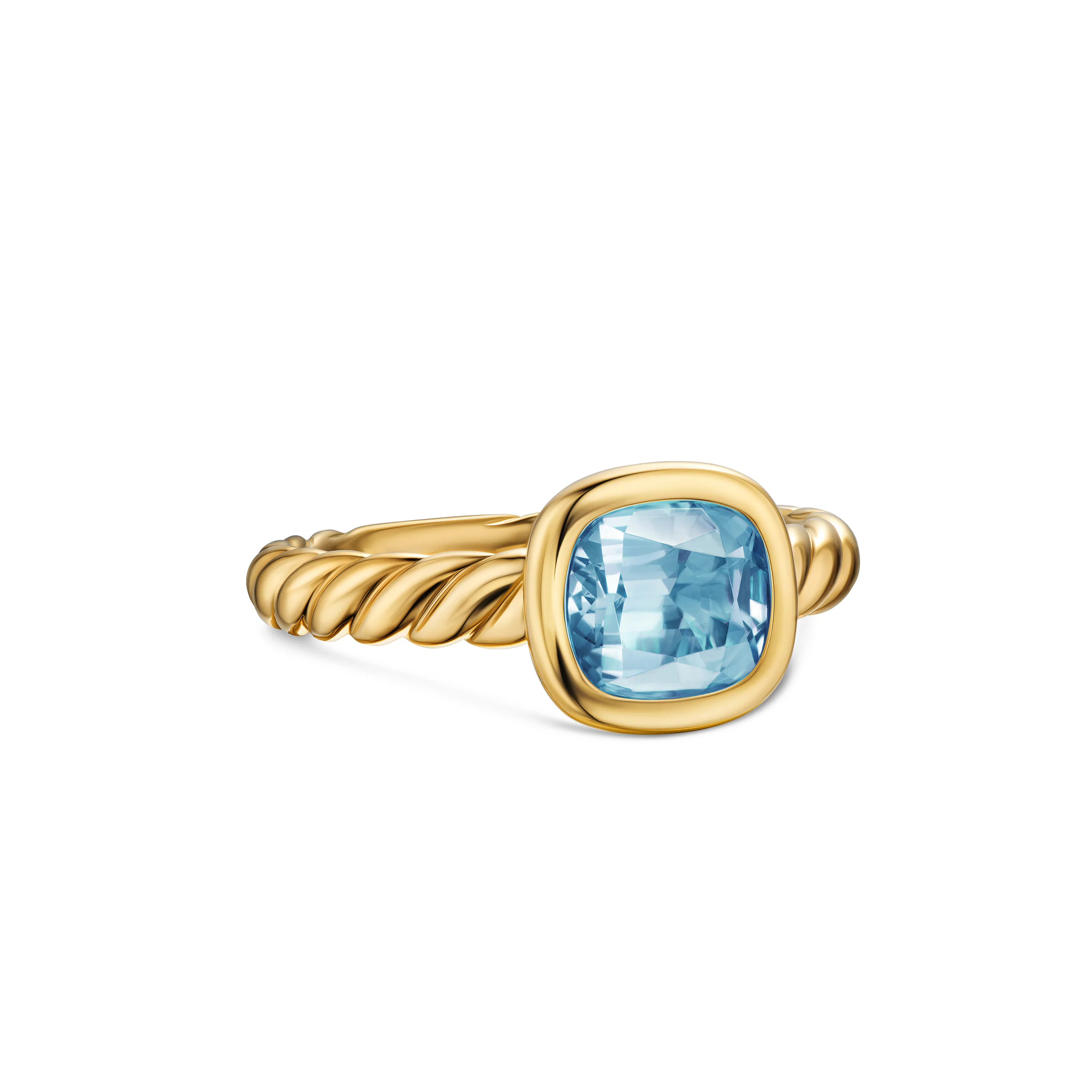 Vertical DY Mercer Stone Ring in 18K Yellow Gold with Sky Blue Topaz, 7mm