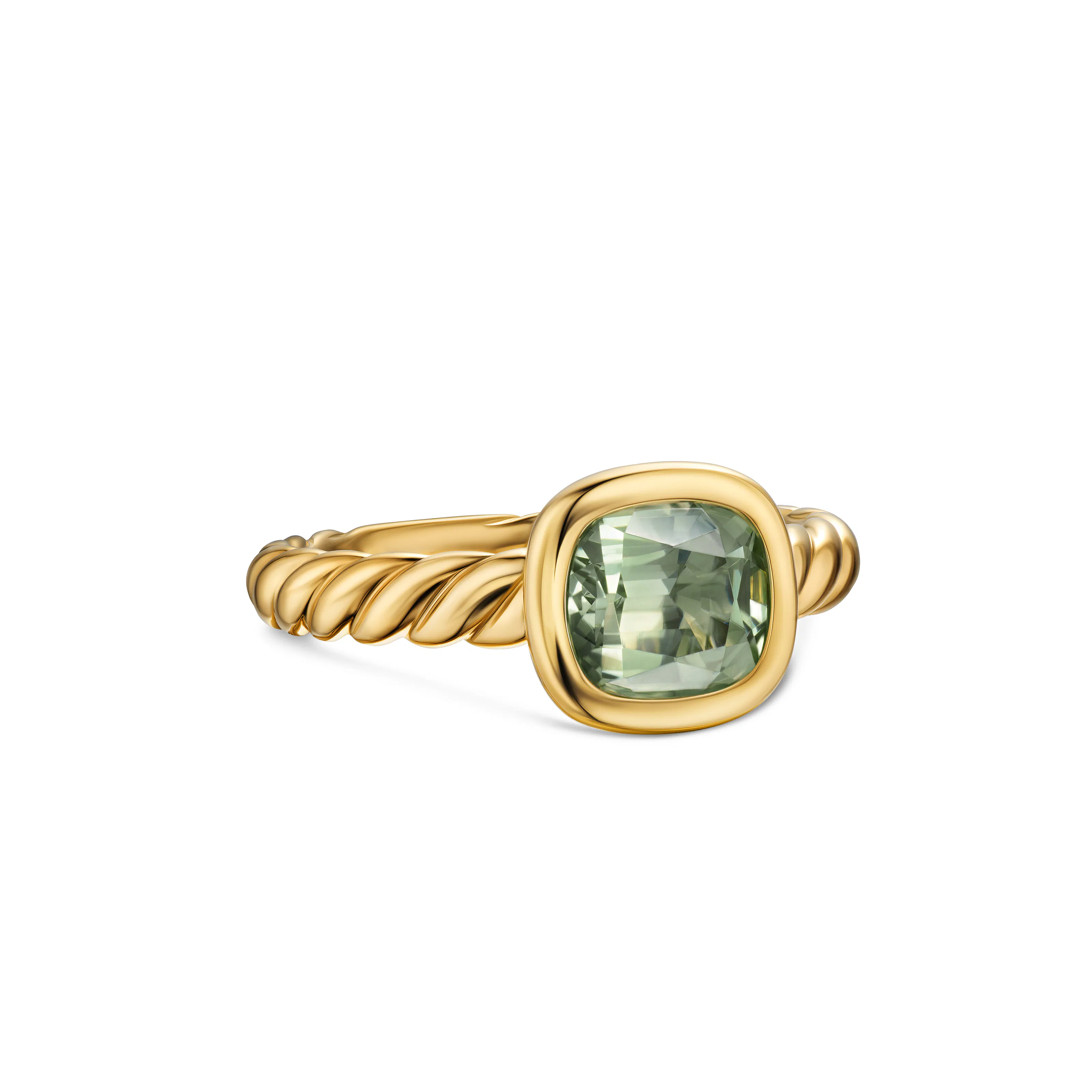 Vertical DY Mercer Stone Ring in 18K Yellow Gold with Prasiolite, 7mm