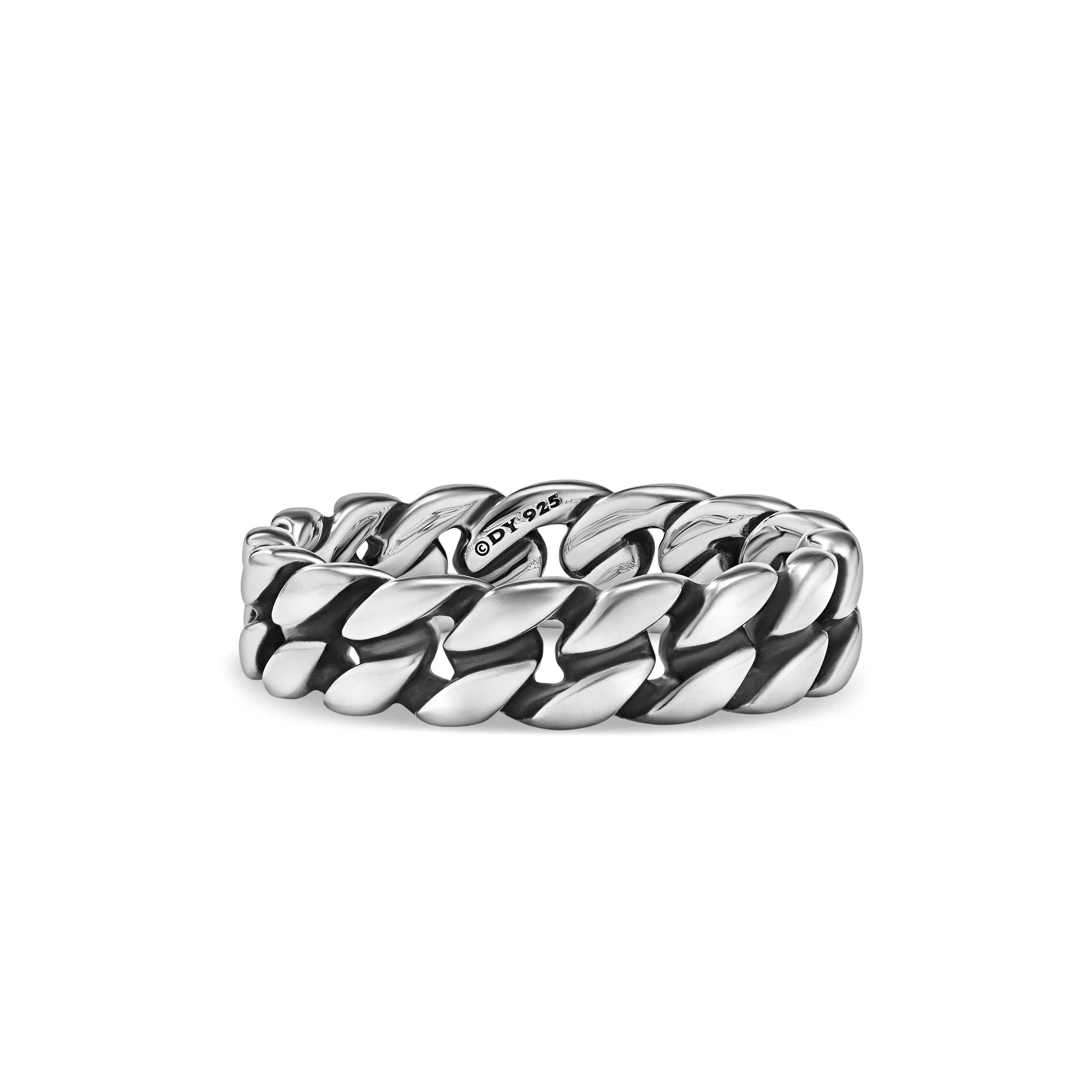 Vertical Curb Chain Band Ring in Sterling Silver, 6mm