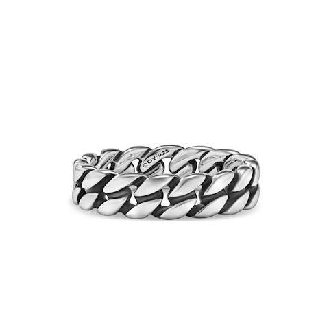 Vertical Curb Chain Band Ring in Sterling Silver, 6mm