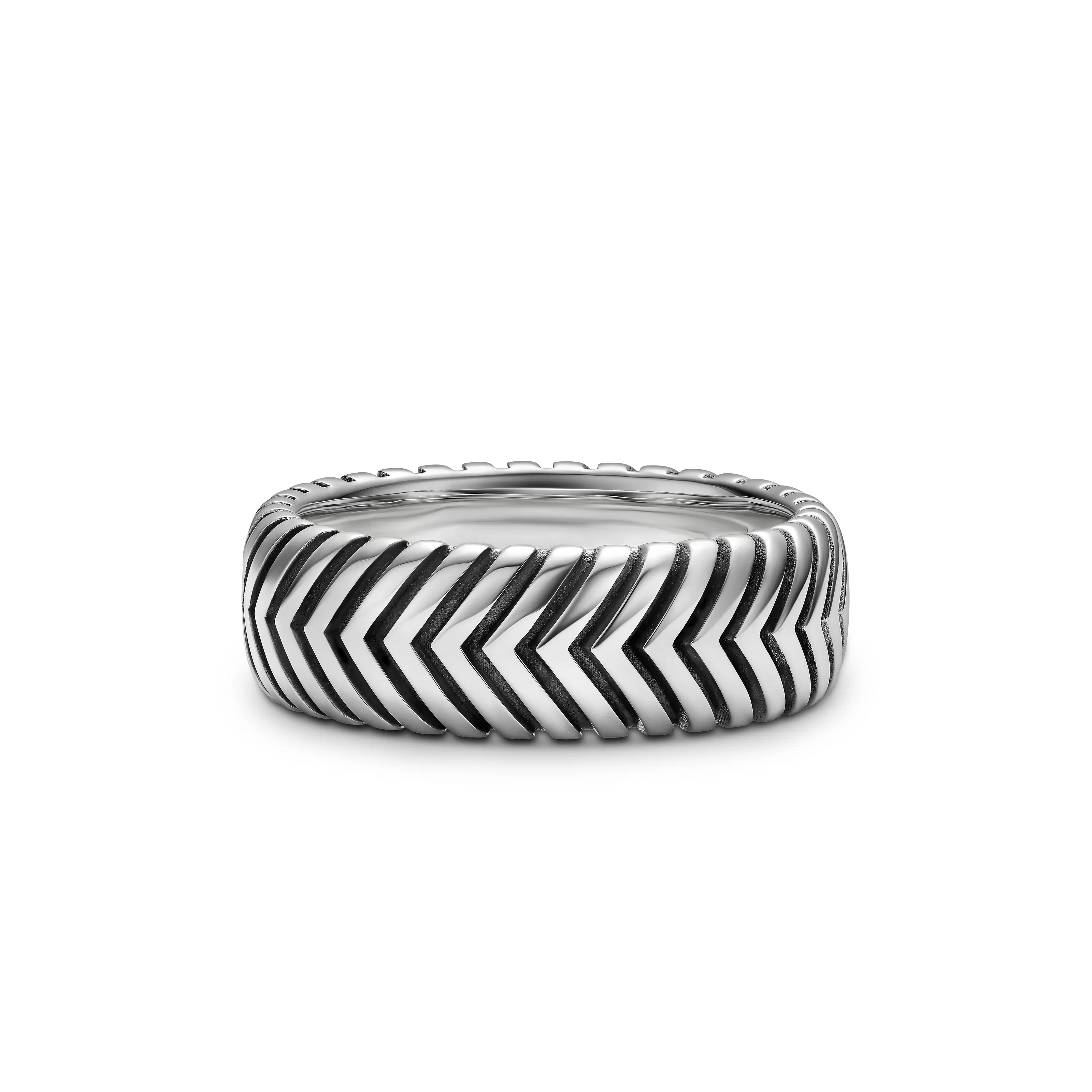 Vertical Chevron Band Ring in Sterling Silver, 8mm