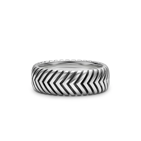 Vertical Chevron Band Ring in Sterling Silver, 8mm
