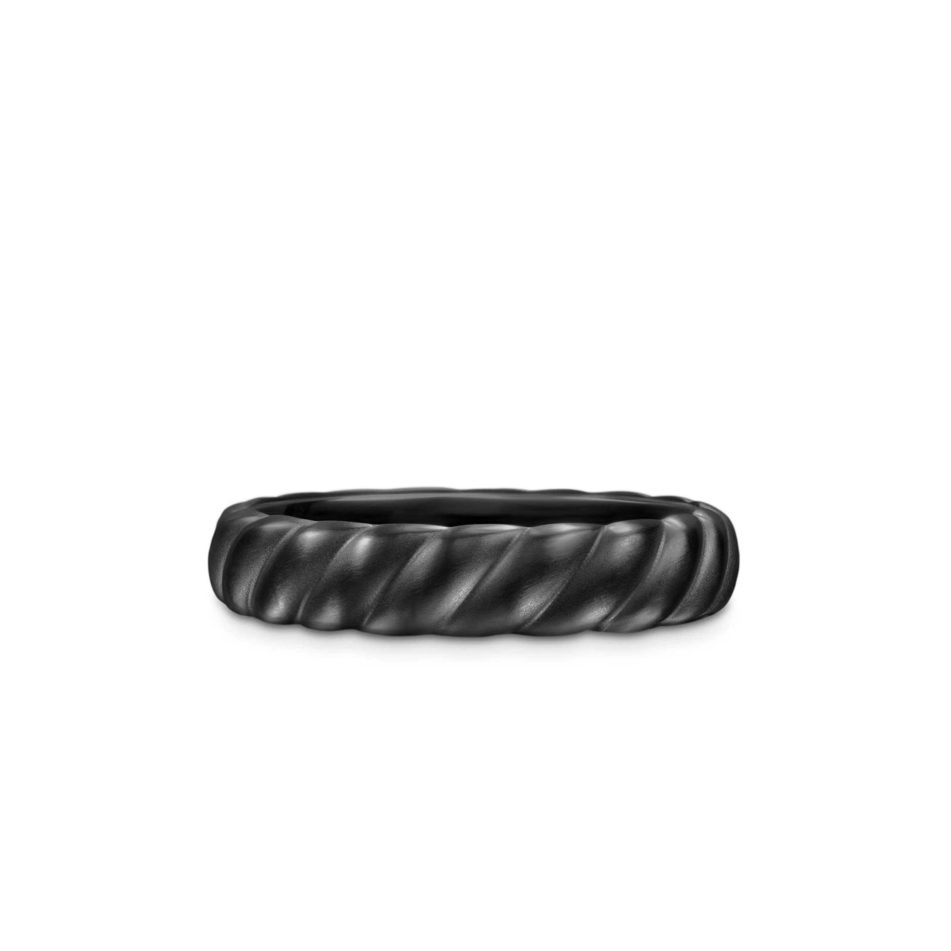 Vertical Sculpted Cable Band Ring in Black Titanium, 5mm