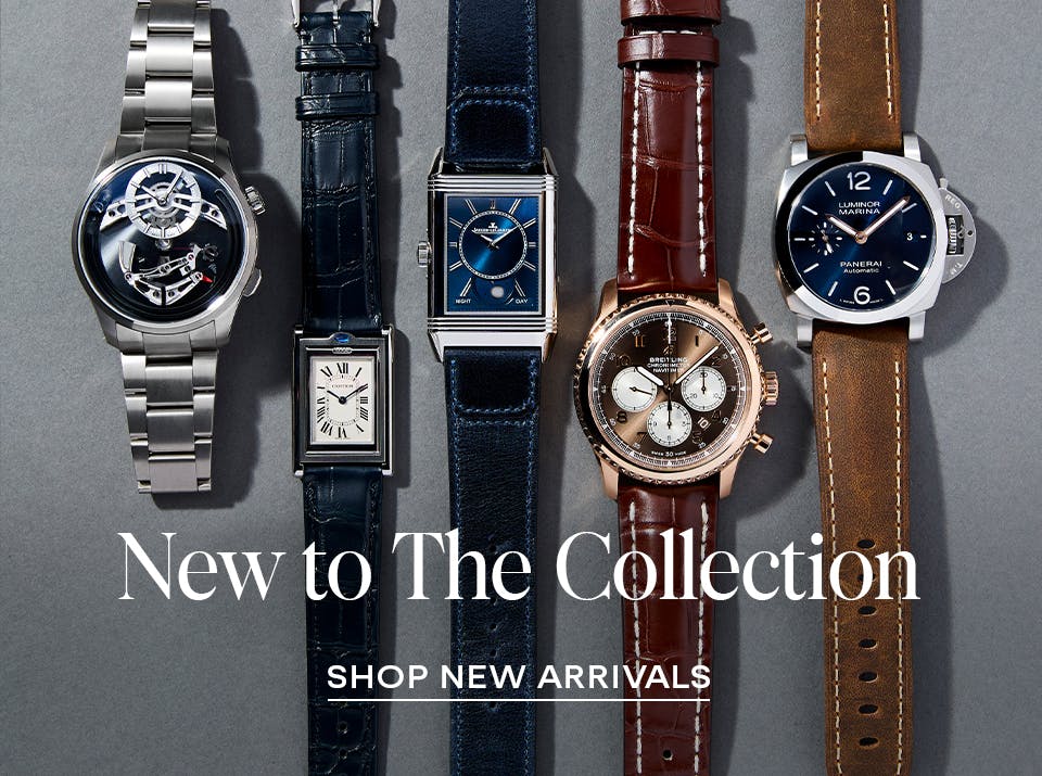 Pre-owned new arrivals featuring an assortment of watches from Cartier, Panerai, JLC and more