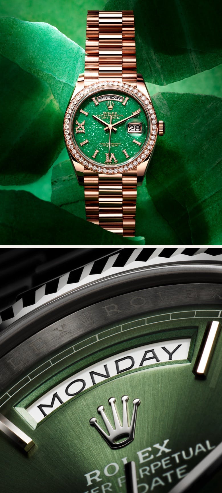 Dual Photos of Green Rolex Day-Dates